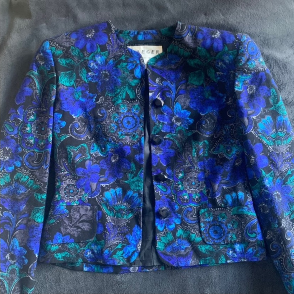 Jaeger Blue and Green Women's blazer